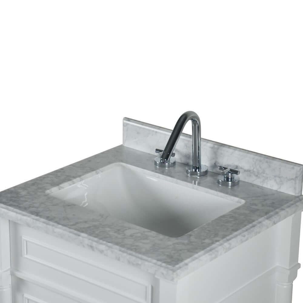 24" Single Vanity In L/Gray With White Carrra Marble Top - 800632-24BN-LG