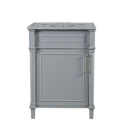 24" Single Vanity In L/Gray With White Carrra Marble Top - 800632-24BN-LG