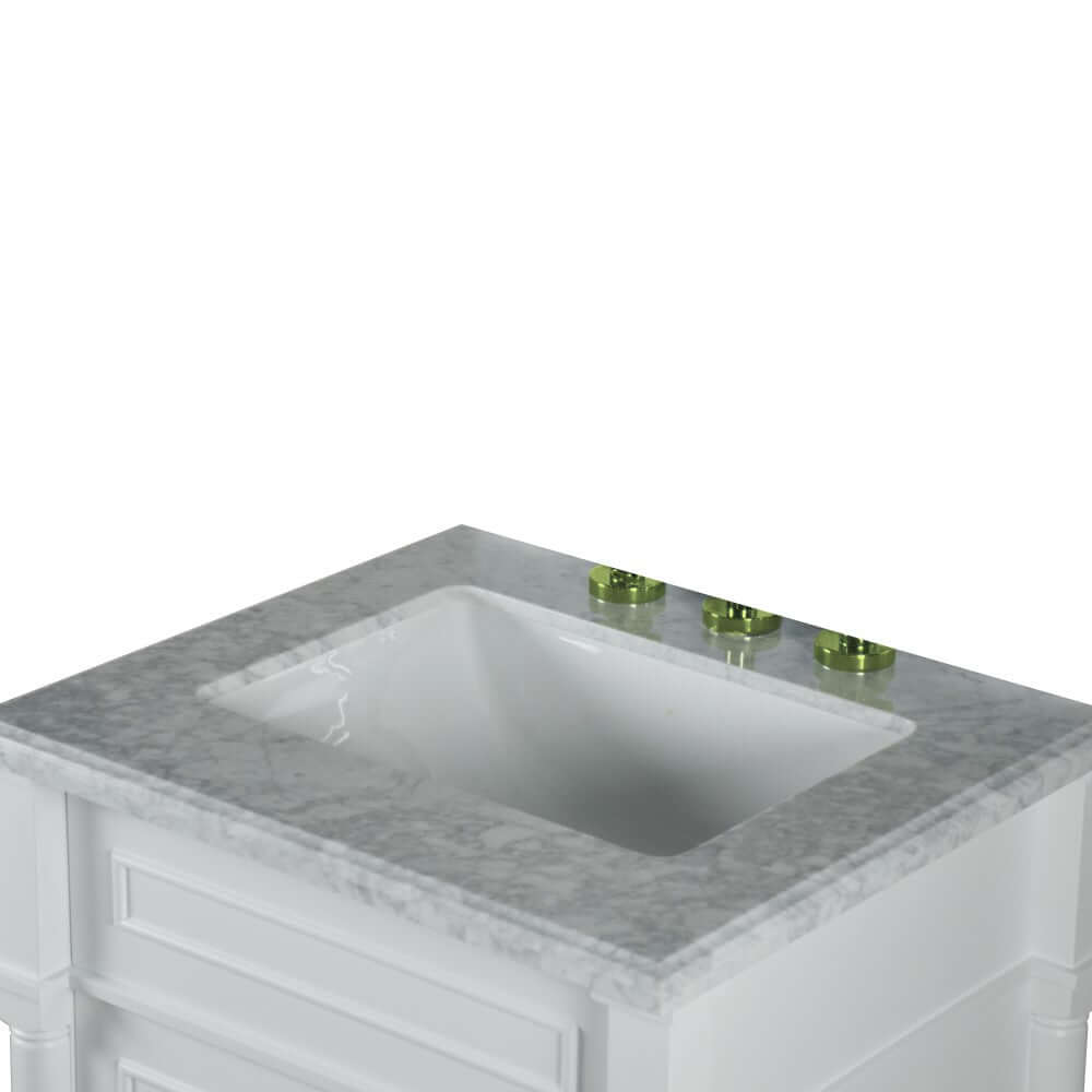 24" Single Vanity In L/Gray With White Carrra Marble Top - 800632-24GD-LG