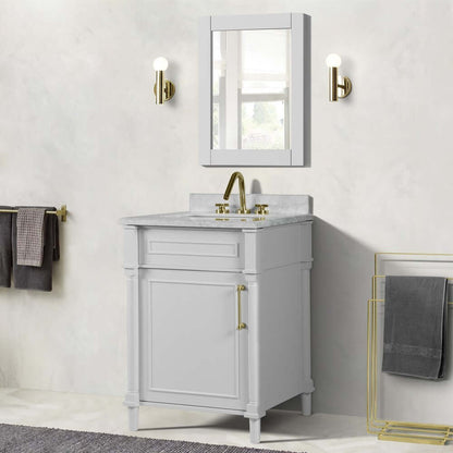 24" Single Vanity In White With White Carrra Marble Top - 800632-24GD-WH