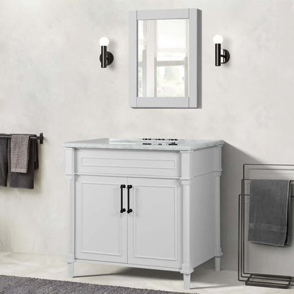 36" Single Vanity In White With White Carrra Marble Top - 800632-36BL-WH