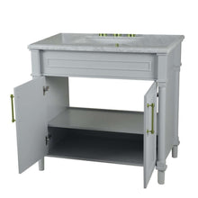 Load image into Gallery viewer, 36&quot; Single Vanity In L/Gray With White Carrra Marble Top - 800632-36GD-LG