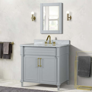 36" Single Vanity In L/Gray With White Carrra Marble Top - 800632-36GD-LG