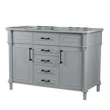 Load image into Gallery viewer, 48&quot; Double Vanity In L/Gray With White Carrra Marble Top - 800632-48DBL-LG
