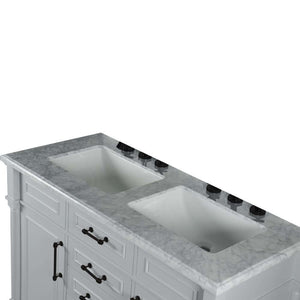 48" Double Vanity In L/Gray With White Carrra Marble Top - 800632-48DBL-LG