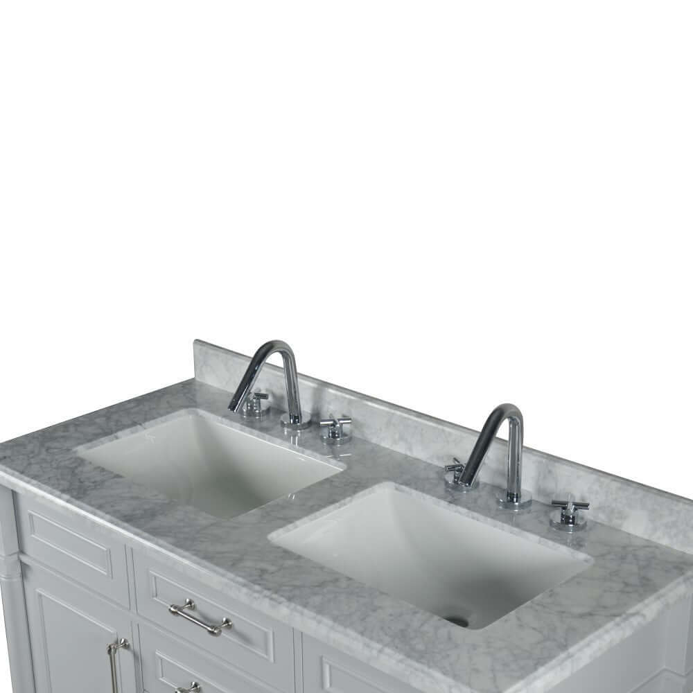 48" Double Vanity In L/Gray With White Carrra Marble Top - 800632-48DBN-LG