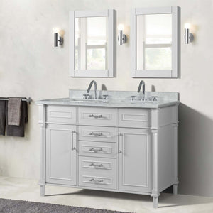 48" Double Vanity In White With White Carrra Marble Top - 800632-48DBN-WH