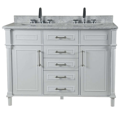 48" Double Vanity In White With White Carrra Marble Top - 800632-48DBN-WH