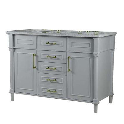 48" Double Vanity In L/Gray With White Carrra Marble Top - 800632-48DGD-LG