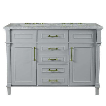 48" Double Vanity In L/Gray With White Carrra Marble Top - 800632-48DGD-LG