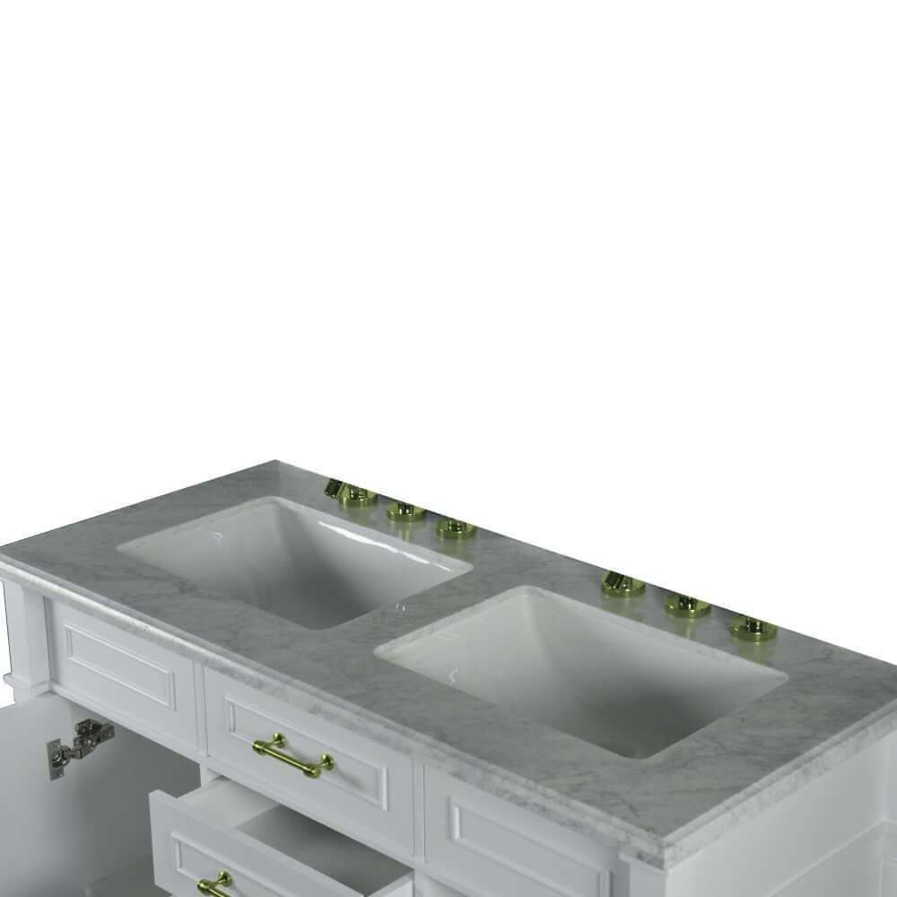 48" Double Vanity In White With White Carrra Marble Top - 800632-48DGD-WH