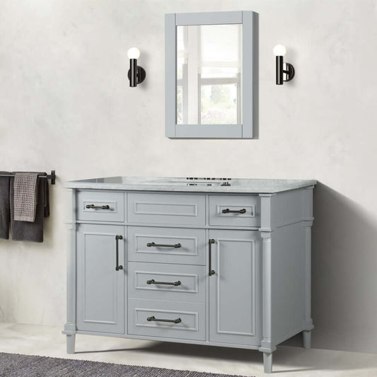 48" Single Vanity In L/Gray With White Carrra Marble Top - 800632-48SBL-LG