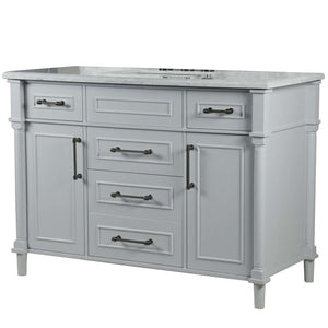 48" Single Vanity In L/Gray With White Carrra Marble Top - 800632-48SBL-LG