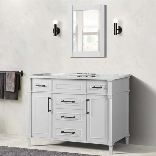 48" Single Vanity In White With White Carrra Marble Top - 800632-48SBL-WH