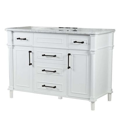 48" Single Vanity In White With White Carrra Marble Top - 800632-48SBL-WH