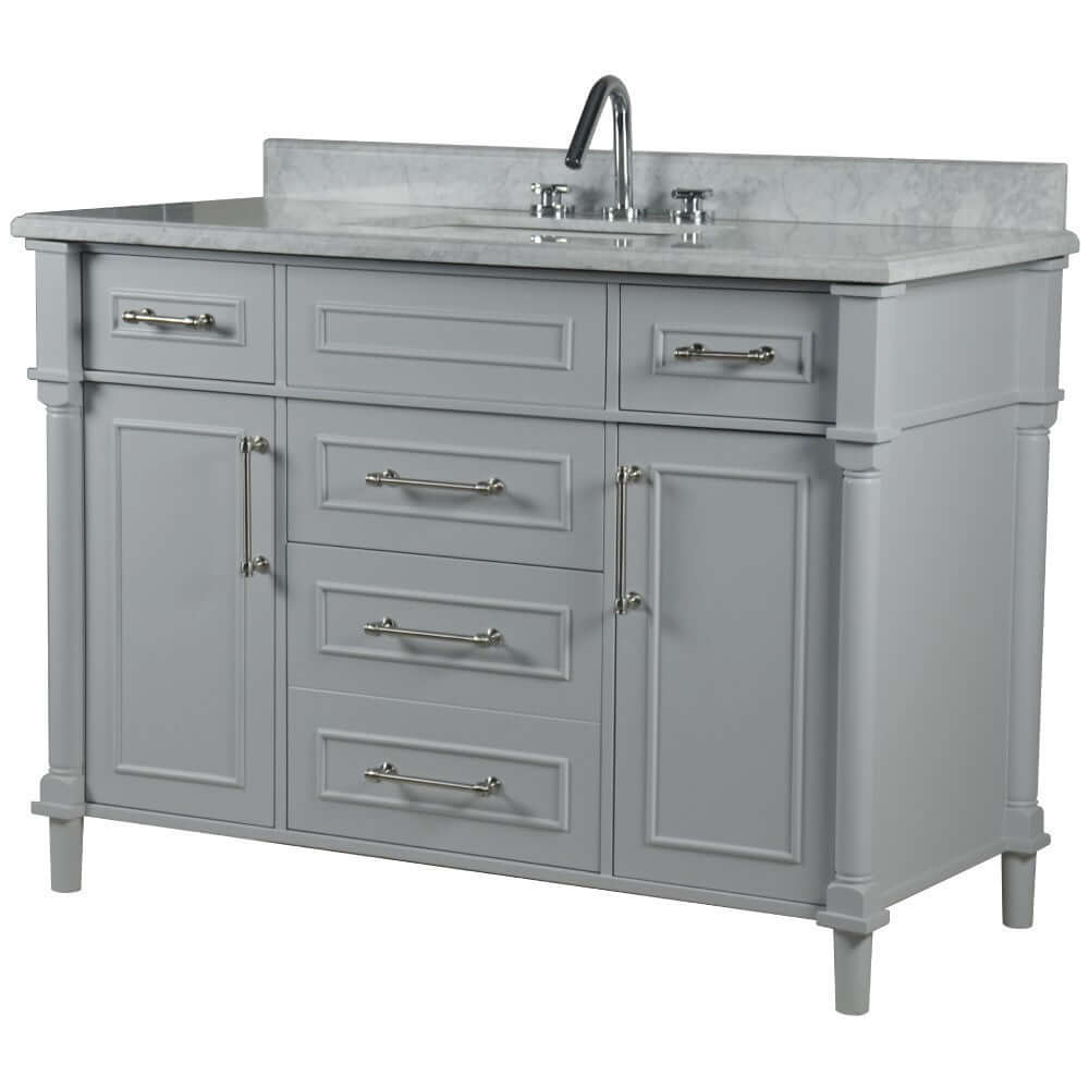 48" Single Vanity In L/Gray With White Carrra Marble Top - 800632-48SBN-LG