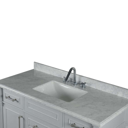 48" Single Vanity In L/Gray With White Carrra Marble Top - 800632-48SBN-LG