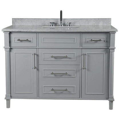 48" Single Vanity In L/Gray With White Carrra Marble Top - 800632-48SBN-LG