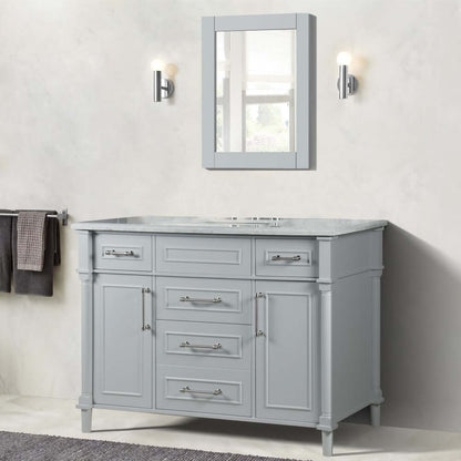 48" Single Vanity In L/Gray With White Carrra Marble Top - 800632-48SBN-LG