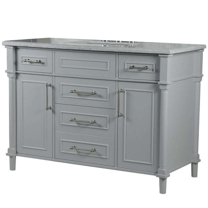 48" Single Vanity In L/Gray With White Carrra Marble Top - 800632-48SBN-LG