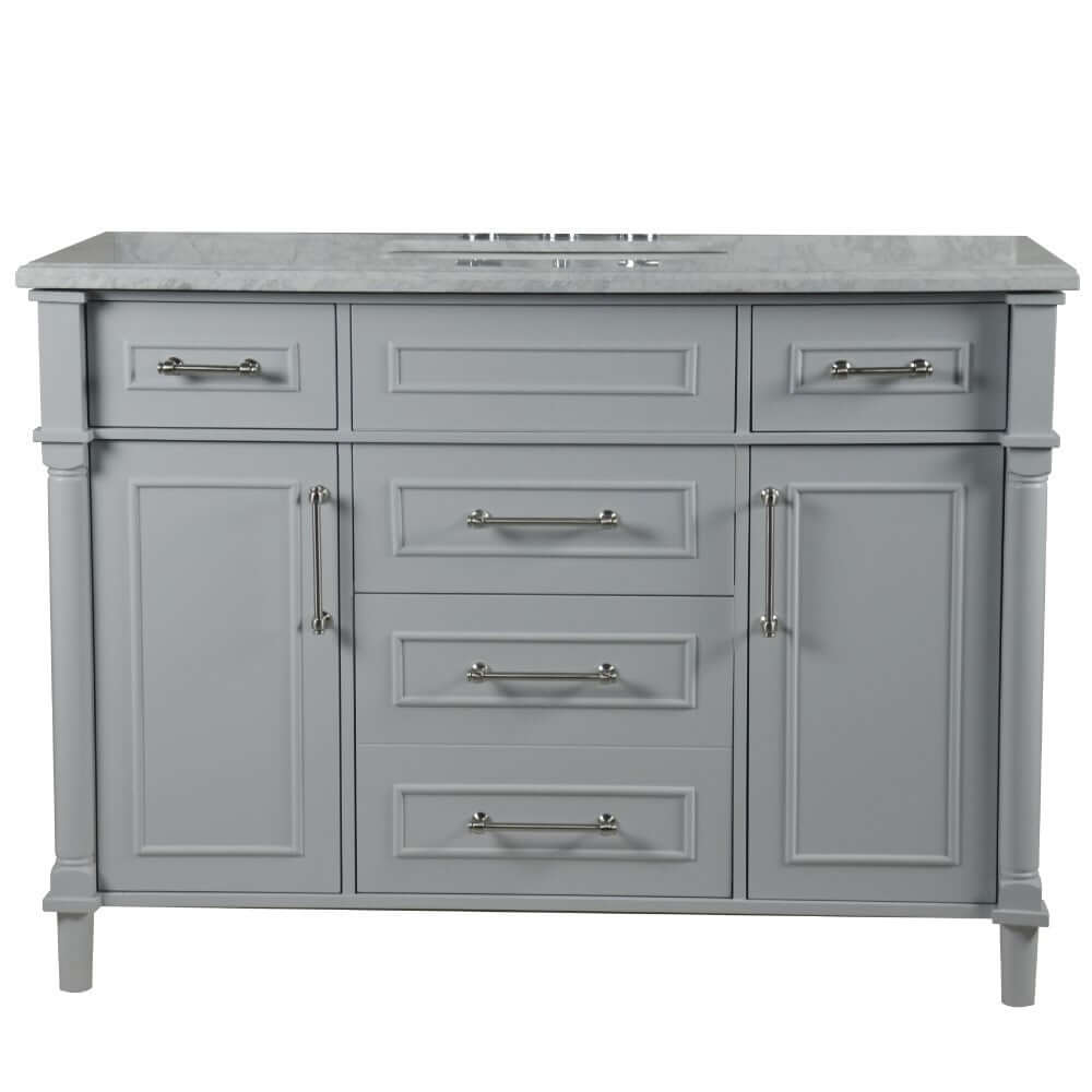 48" Single Vanity In L/Gray With White Carrra Marble Top - 800632-48SBN-LG