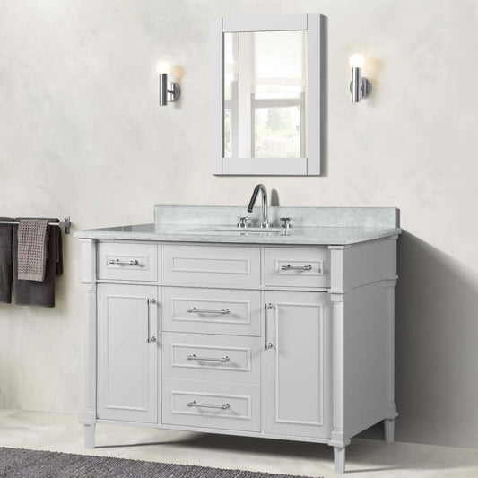 48" Single Vanity In White With White Carrra Marble Top - 800632-48SBN-WH