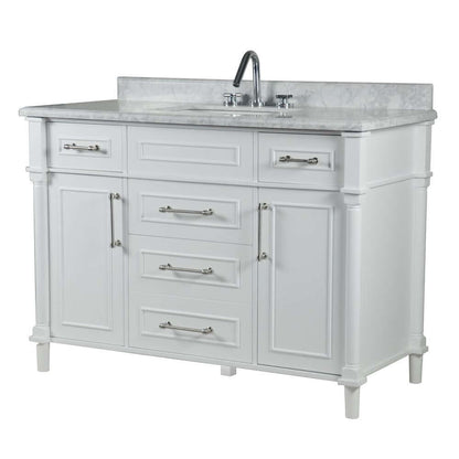 48" Single Vanity In White With White Carrra Marble Top - 800632-48SBN-WH