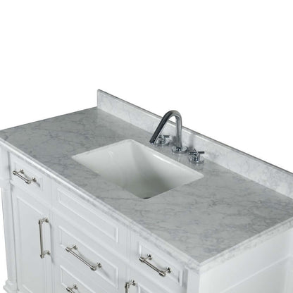 48" Single Vanity In White With White Carrra Marble Top - 800632-48SBN-WH