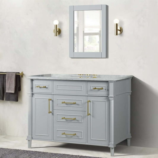 48" Single Vanity In L/Gray With White Carrra Marble Top - 800632-48SGD-LG