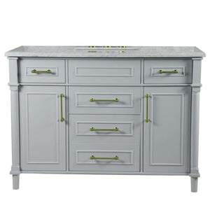 48" Single Vanity In L/Gray With White Carrra Marble Top - 800632-48SGD-LG