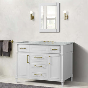 48" Single Vanity In White With White Carrra Marble Top - 800632-48SGD-WH