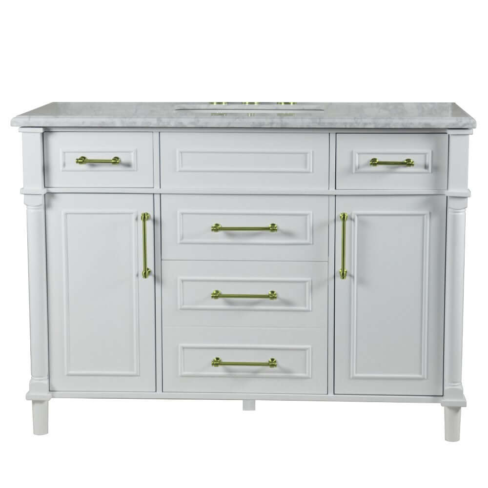 48" Single Vanity In White With White Carrra Marble Top - 800632-48SGD-WH