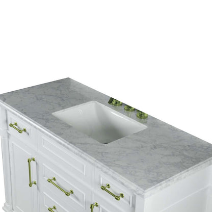 48" Single Vanity In White With White Carrra Marble Top - 800632-48SGD-WH