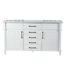 Load image into Gallery viewer, 60&quot; Double Vanity In White With White Carrra Marble Top - 800632-60DBL-WH