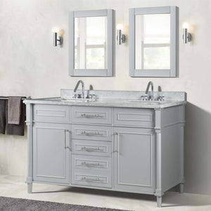 60" Double Vanity In L/Gray With White Carrra Marble Top - 800632-60DBN-LG