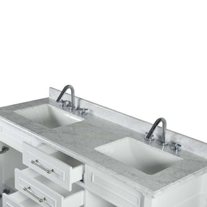 60" Double Vanity In White With White Carrra Marble Top - 800632-60DBN-WH