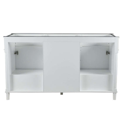 60" Double Vanity In White With White Carrra Marble Top - 800632-60DBN-WH