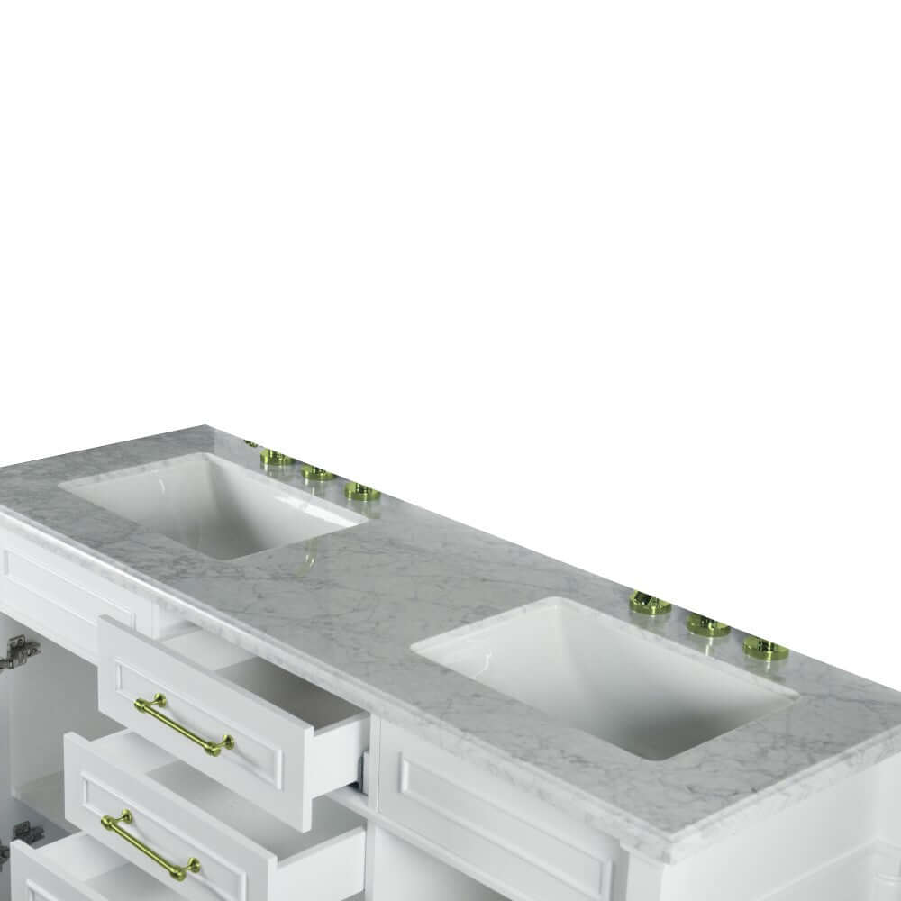 60" Double Vanity In White With White Carrra Marble Top - 800632-60DGD-WH