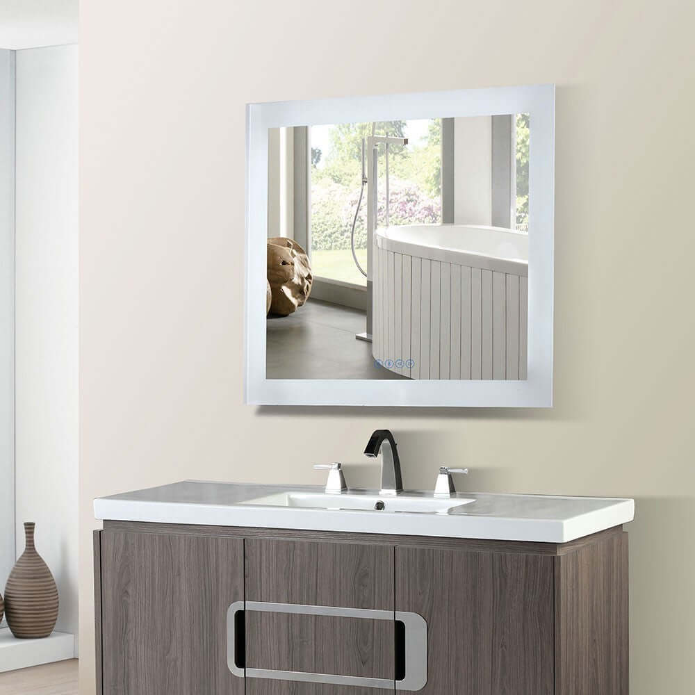 30 in. Rectangular LED Bordered Illuminated Mirror with Bluetooth Speakers - 801071-M-30