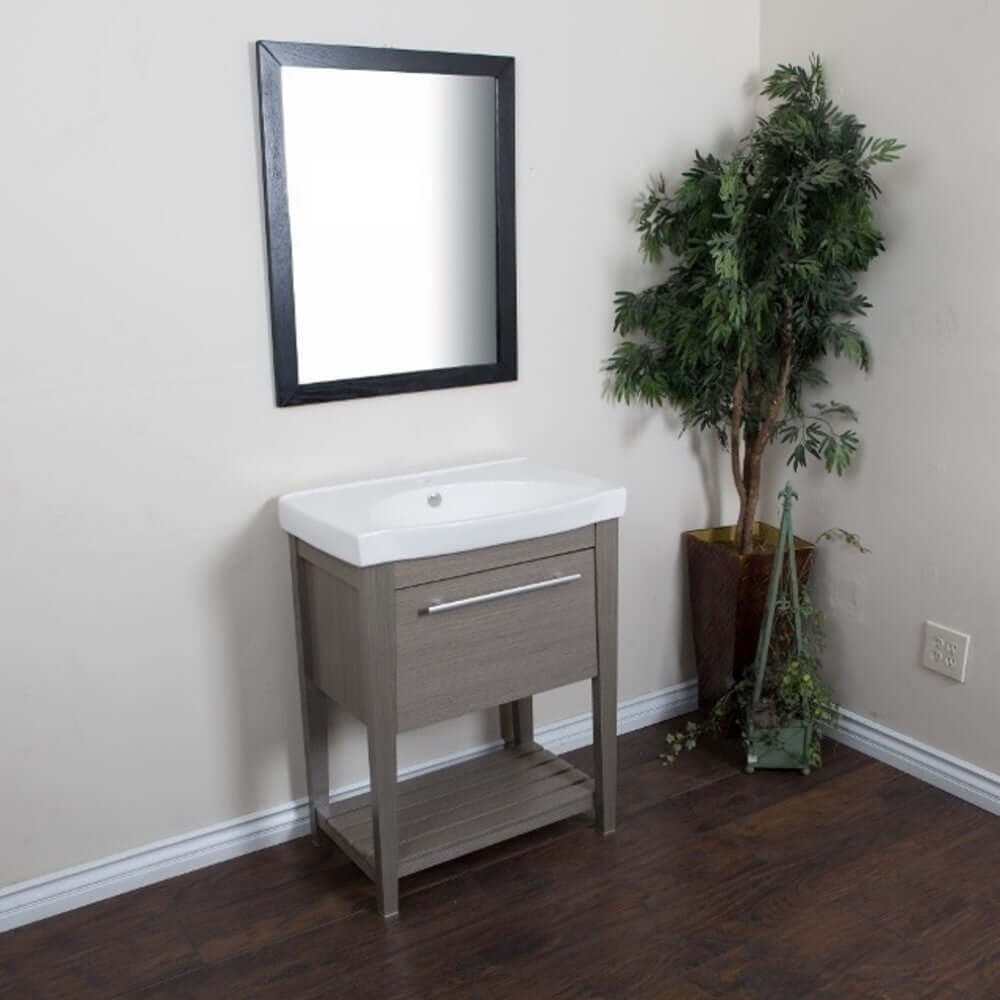 27.5 in Single sink vanity-Wood-Gray - 804353-GY