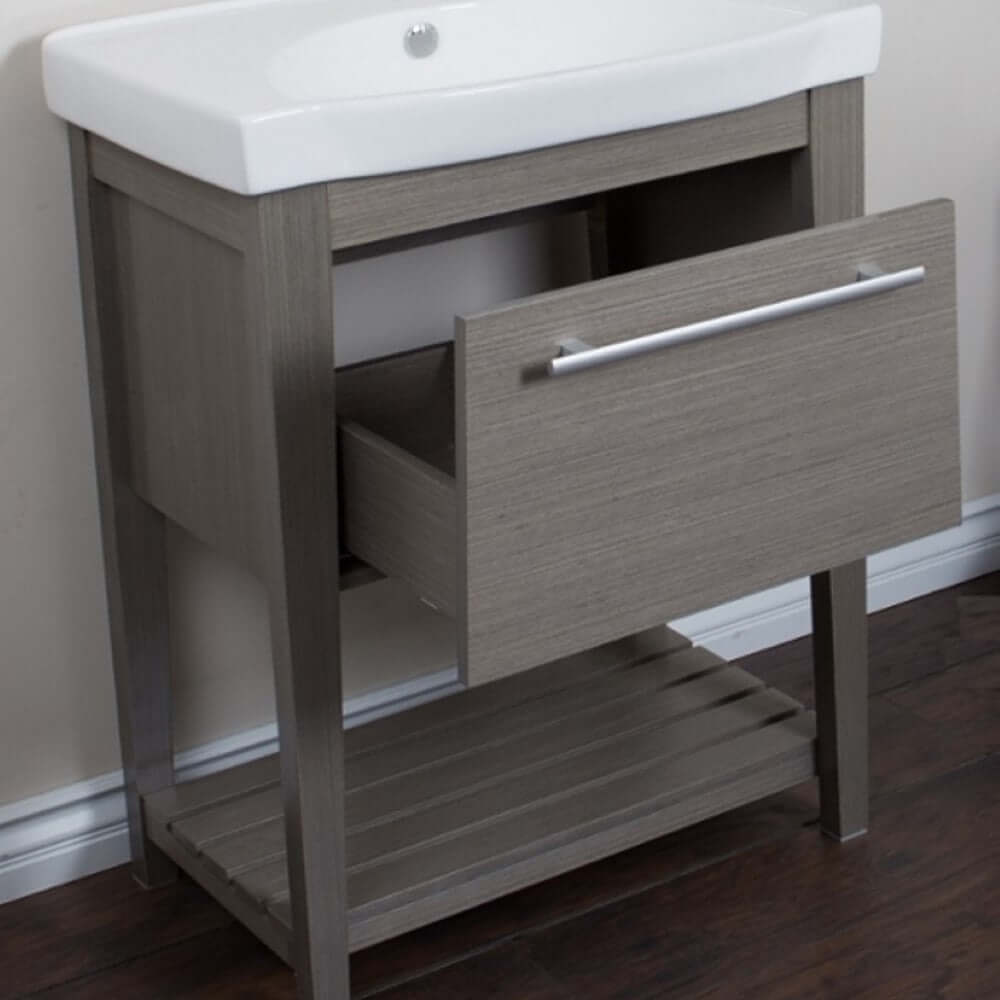 27.5 in Single sink vanity-Wood-Gray - 804353-GY