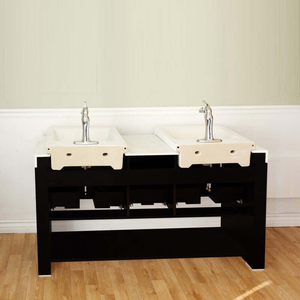 57.75 in Double sink vanity-Wood-black - 804375A-BL