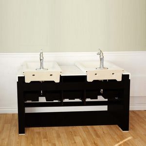 57.75 in Double sink vanity-Wood-black - 804375A-BL