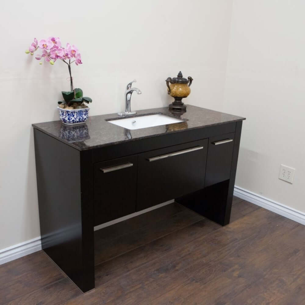 55.3 in Single sink vanity-Black-Tan Brown - 804380-R-BL-TB