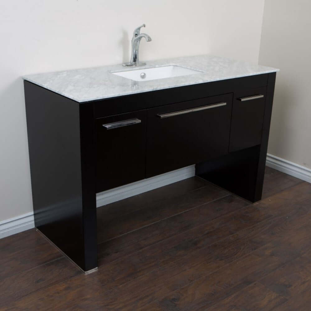 55.3 in Single sink vanity-Black - White Marble - 804380-R-BL-WH