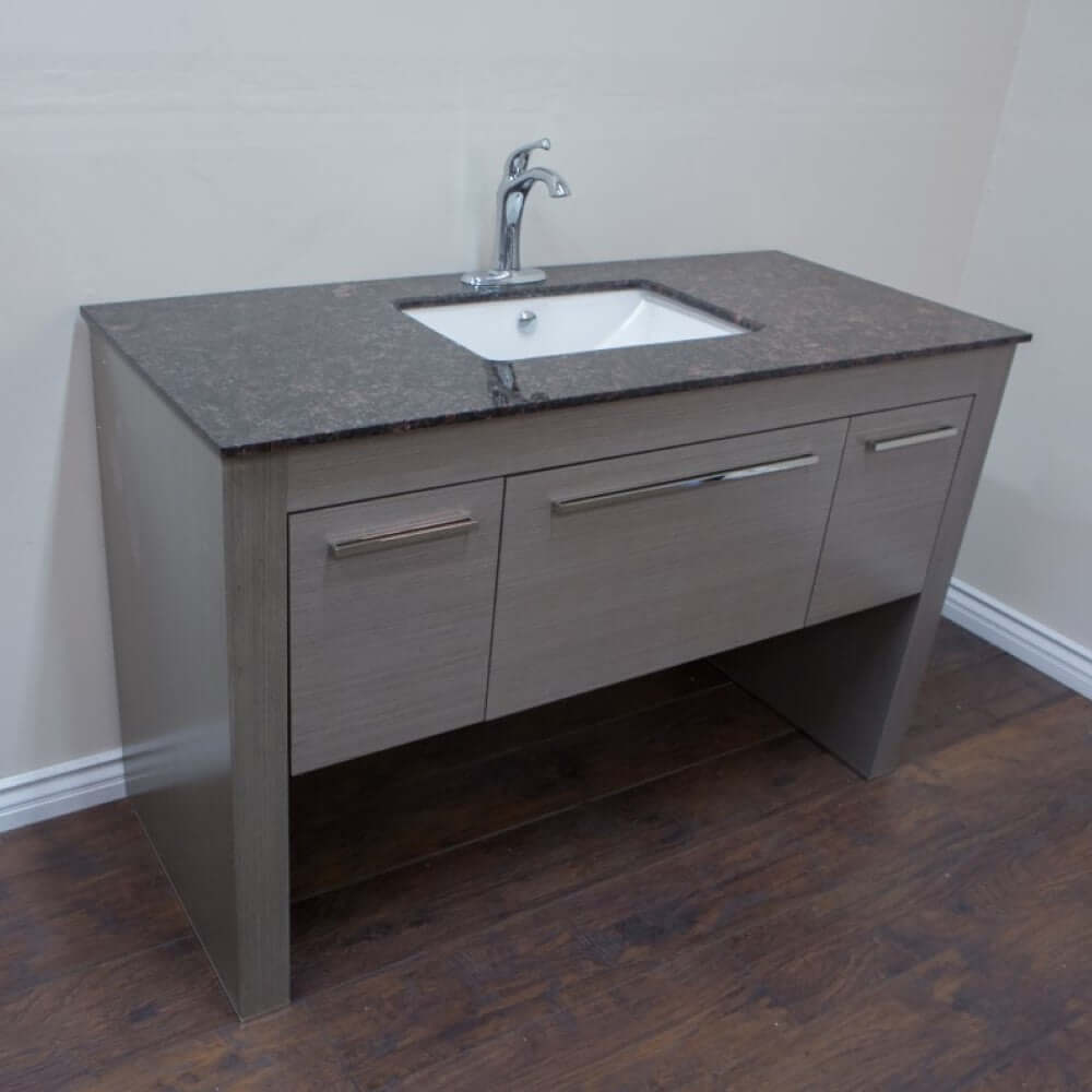 55.3 in Single sink vanity-Gray-Tan Brown - 804380-R-GY-TB