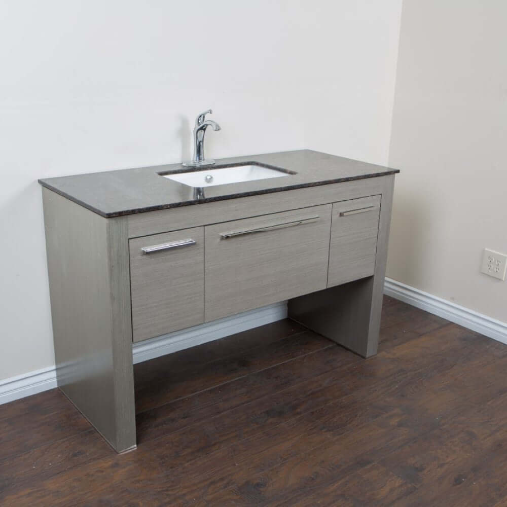 55.3 in Single sink vanity-Gray-Tan Brown - 804380-R-GY-TB