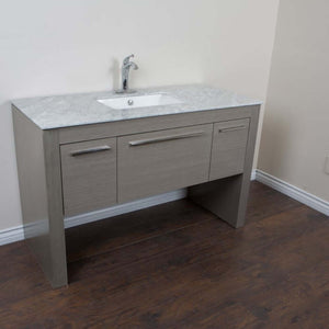 55.3 in Single sink vanity-Gray-White Marble - 804380-R-GY-WH