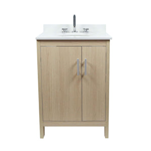 25" Single Vanity In Gray Pine Finish Top With White Quartz And Oval Sink - 808130-25-CO