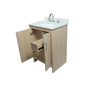 25" Single Vanity In Gray Pine Finish Top With White Quartz And Oval Sink - 808130-25-CO